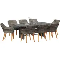 vidaXL Garten Essgruppe 9 Stk. Grau Poly-Rattan