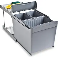 Emuca 8038221 2x7.5l Recyclingbehälter Silber Silber One Size
