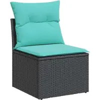 vidaXL 6-tlg. Garten-Sofagarnitur mit Kissen Schwarz Poly Rattan