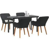 vidaXL Garten Essgruppe 5 stk. Schwarz Poly-Rattan