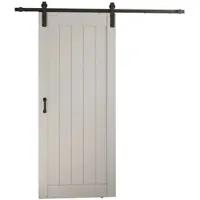 Inova Holzschiebetür 900x2150 mm, Scheunentor Weiß, Komplettset inkl. offene Laufschiene in Schwarz und Softclose