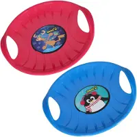 KOTARBAU 2er Set Popo Rutscher Kinder Kunststoff Rutschteller ø 60 cm Rodelbahn Schlitten zum Rodeln im Schnee Rosa & Blau