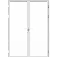 Vente-unique Aluminium und gehärtetes Glas 2-flügelige Komplett-Tür - 2 x H 204 x B 73 cm - Weiß - LOXTON