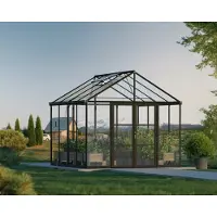 Palram - Canopia Aria 1010 Alu Gewächshaus mit Fundament Schwarz 3x3 m