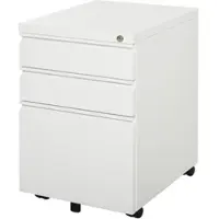 Vinsetto Rollcontainer mit 3 Schubladen Rädern Griff Stahl 39 x 48 x 60 cm Weiß