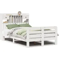 vidaXL Massivholzbett mit Regal ohne Matratze Weiß 135x190 cm Kiefer
