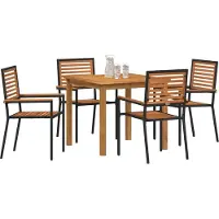 vidaXL Garten Essgruppe 5 Stk. Schwarz Massivholz Akazie