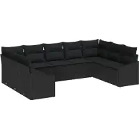 vidaXL Gartensofa-set 9 stk. Schwarz Poly-Rattan