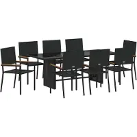 vidaXL Garten Essgruppe 9 stk. Schwarz Poly-Rattan