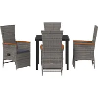 vidaXL Garten Essgruppe 5 Stk. Grau Poly-Rattan