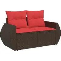 vidaXL 8-teiliges Gartensofa-Set mit Kissen, braun, Polyrattan