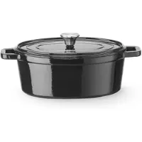 Hendi Emaillierter Gusseisentopf,4,4L,Schwarz,365x290x(H)115mm