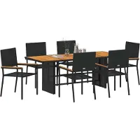 vidaXL Garten Essgruppe 7 stk. Schwarz Poly-Rattan