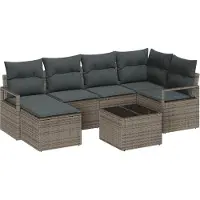 vidaXL Sofa Set 7 stk. Hellgrau Poly-Rattan