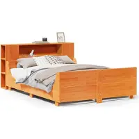 vidaXL Massivholzbett ohne Matratze Wachsbraun 140x200 cm Kiefernholz