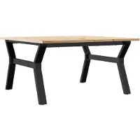 vidaXL Couchtisch Y-Gestell 80x80x45cm Massivholz Kiefer und Stahl