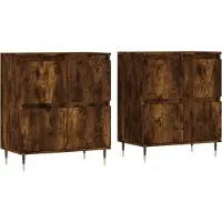 vidaXL Sideboards 2 Stk. Räuchereiche Holzwerkstoff