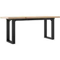 vidaXL Couchtisch O-Gestell 110x40x45,5 cm Massivholz Kiefer Stahl