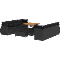 vidaXL Gartensofa-set 11 Stk. Schwarz Poly-Rattan