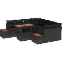 vidaXL Garten-Sofa-Set 9 Stk. Schwarz Poly Rattan