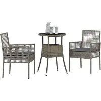 vidaXL Garten Essgruppe 3 stk. Grau Poly-Rattan