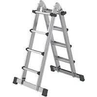 Proregal Teleskopleiter 4-teilig mit Traverse 4x4 Sprossen