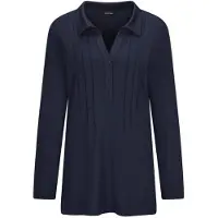 Goldner Langarmshirt "Kurzgröße Halbarm Blusenshirt mit Hemdkragen" Biesen