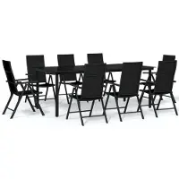 vidaXL 9-tlg. Garten-Essgruppe Schwarz