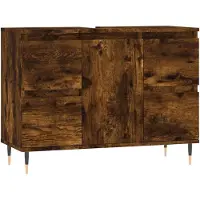 vidaXL Badschrank Räuchereiche 80x33x60 cm Holzwerkstoff