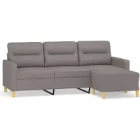vidaXL 3-Sitzer-Sofa mit Hocker Taupe 180 cm Stoff