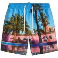 Superdry für Herren. M3010233A Badeanzug mit Fotodruck aus blauem recyceltem Material (L), Strandbekleidung, Nachhaltig, Recyceltes Polyeste