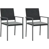 vidaXL Gartenstühle mit Kissen 2 Stk. Schwarz 54x62,5x89cm Poly Rattan