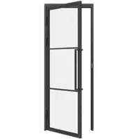 Inova Loft Glastür 930 x 2315 mm, DIN Links, Klarglas, Stahlrahmen schwarz, Komplettset inkl. Zarge und Griffstange