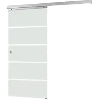 Inova Glasschiebetür 88 x 203,5 cm, Blockstreifen, Komplettset mit Griffmuschel und beidseitigem Softclose
