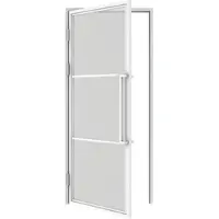 Inova Loft Glastür 830 x 2115 mm, DIN Links, Klarglas, Stahlrahmen weiß, Komplettset inkl. Zarge und Griffstange