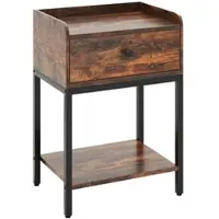 Costway Nachttisch 1 Schublade Offen Rustikal Braun 42 x 30 x 60 cm