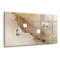 Tulup Glas Magnettafel Goldener Marmor 120x60 cm Magnettafel Zum Beschriften Schwarzer Marker Magnettafel Für Notizen