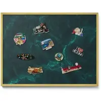 Tulup Magnettafel Magnetpinnwand Metall für Urlaubsmagnete Flaschengrüner Marmor 80x60 cm Wanddekoration Magnettafel bedruckt Goldrahmen