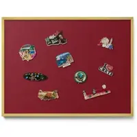 Tulup Magnettafel Magnetboard für Reisemagnete Farbe Burgunderrot 80x60 cm Metall Magnettafel Gerahmt Goldrahmen