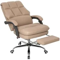 Costway Ergonomischer Bürostuhl mit Einziehbarer Fußstütze Kaffee