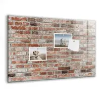 Tulup Glasmagnettafel Beschreibbar Ziegelmauer 60x40 cm Magnettafel Wand Glas Weißer Marker Magnetisches Whiteboard Glas