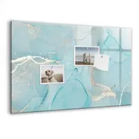 Tulup Magnettafel Glas Dekorativer Marmor 60x40 cm Magnettafel Zum Schreiben Schwarzer Marker Magnettafel Flur Glas