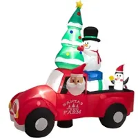 Costway Aufblasbarer Weihnachtsmann Fährt EIN Auto LED