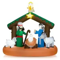 Costway 180 cm aufblasbare Krippe, Weihnachtsdekoration mit LED-Lichtern, Nachstellung der Geburt Jesu