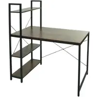 Proregal Schreibtisch mit Regal | HxBxT 120x100x60 cm | Metall MDF | Braun | Laptoptisch Bürotisch Arbeitstisch