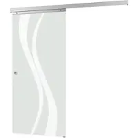 Inova Tür Schiebetür Glas wellenförmig 1025x2200 Zimmertür Glasschiebetür - Griffmuschel+2seitiger Softclose