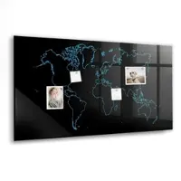 Tulup Magnettafel Beschreibbar Konturen Der Weltkarte 120x60 cm Magnettafel Küche Glas Weißer Marker Glastafel Magnetisch