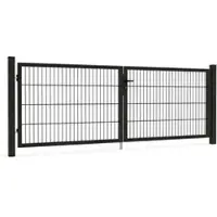 Gewa Gartentor Classic Doppeltor Symmetrisch 3m Breit 1,4m Hoch Doppelstabmattenzaun Zauntor in RAL7016 Anthrazit inkl. Zubehör mit 80x80mm Pfosten