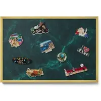 Tulup MAGNETTAFEL 60x40 cm Goldener Rahmen Flaschengrüner Marmor