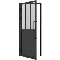 Inova Loft Glastür 830 x 2115 mm, DIN Links, Klarglas, Stahlrahmen schwarz, Komplettset inkl. Zarge und Griffstange